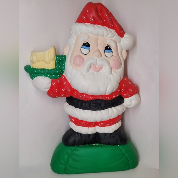 Vintage Ceramic Santa Holding Candle Figurine Hand Painted 14.5" - Picture 2 of 9
